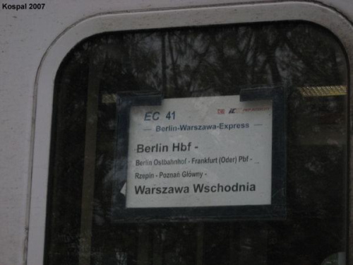 tablica EC Berlin Hbf - Warszawa Wsch