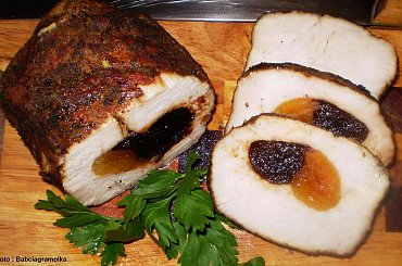 Schab pieczony ze śliwkami i morelami #DrugieDania #obiad #mięso #jedzenie #kulinaria #wieprzowina #schab #morele #śliwki #pieczyste
