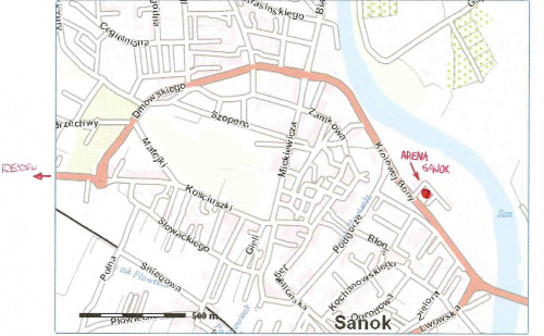Mapka dojazdu do Areny Sanok