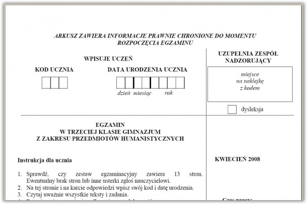 Egzamin Gimnazjalny 2008