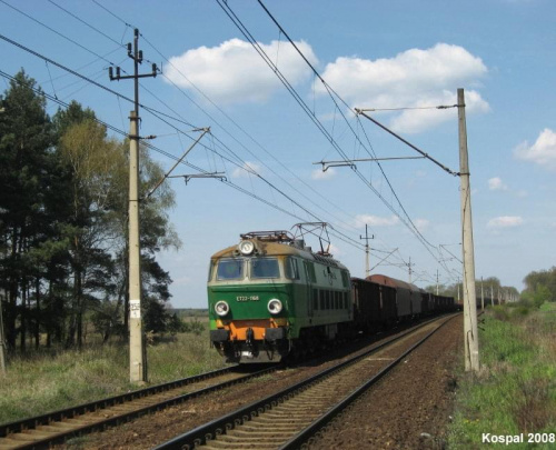 27.04.2008 Szlak Kostrzyn - Namyślin, ET22-1168 z bruttem zmierza w kier.Rzepina.