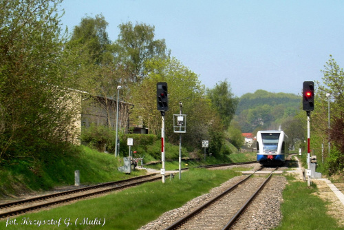 pociąg UBB do Ahlbeck Grenze wjeżdza do Ahlbeck