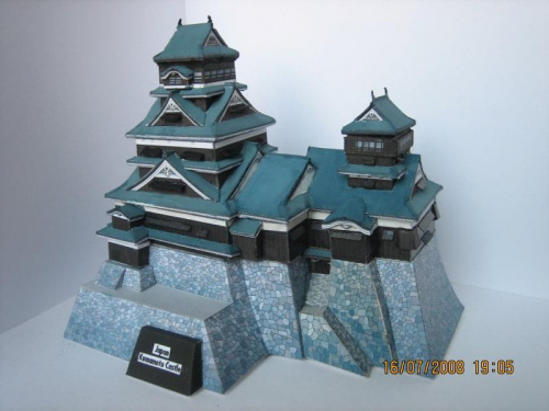 Zamek Kumamoto z Japonii, model kartonowy, skala 1:460