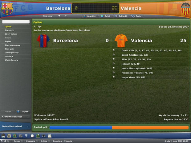 Mój mecz z Barcą... #football #manager #valencia #barcelona