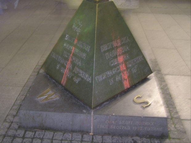 deptak Kniazjia Milosa, piramidka z danymi geograficznymi Belgradu