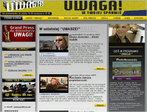 Pudelki w Telewizji, na www.uwaga.onet.pl i www.pudelek.pl
